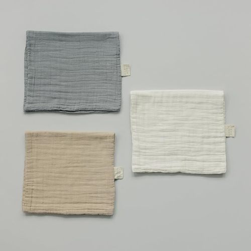 Mebie Baby Burp Cloths, Dusty Blue Print 3-Pack, Muslin Burp Cloth Set for Spit Up, Drool, and More, Boho Burp Cloths for Baby Boy and Girl, Baby Must Haves for Registry Lists and Gifts for Newborns