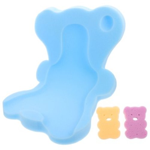 Baby Bath Sponge and Cushion with Infant Bath Mat for Newborn 1 Set in Random Color