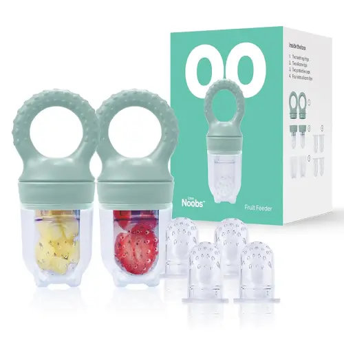 Baby Fruit Feeder by Lovenoobs™, Frozen Teething Toys for Babies, 2 Pack, Fruit Pacifier with 6 Teats, BPA/BPS Free, Mesh Teether, Food-Grade Silicone, Baby Feeding Essentials, Green