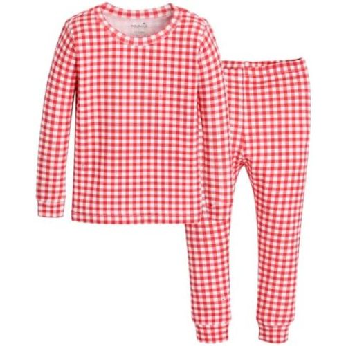 moimoln Plaid Check Soft Cotton Modal 6M-8Y Baby Toddler Long-Sleeve Snug-Fit Pajama Sleepwear Daily