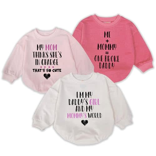 3 Pcs I'm My Daddy's Girl And My Mommy's World Baby Bodysuit, Baby Gift Romper