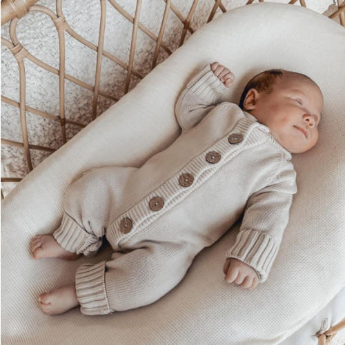 3 Little Crowns Knit Jumpsuit - Mushroom