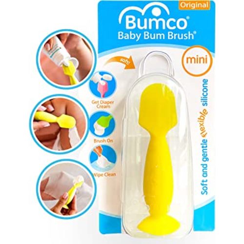 Bumco Diaper Cream Spatula (Mini) - BPA-free Butt Paste Diaper Cream Applicator, Soft & Flexible Diaper Rash Cream Applicator, Butt Spatula Baby, Mom-Invented Diaper Bag Essentials (Yellow)