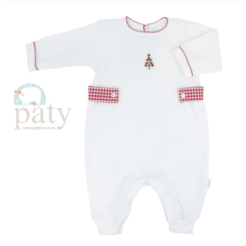 Knit Romper w/ Side tabs & Christmas Tree Embroidery #MG166GHT-R – PatyInc