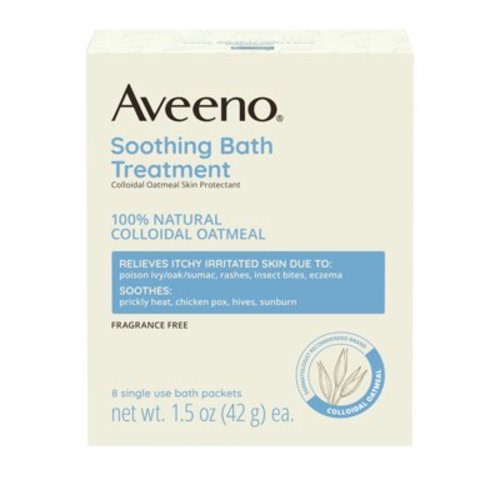 Aveeno Oat Packet Sensitive Body Treatment, Soothing Bath Soak for Eczema, 8 Ct
