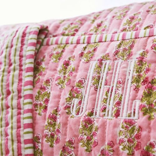 Block Print Quilted Overnighter - Pink Flower