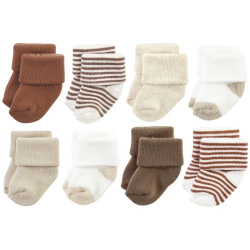 Hudson Baby Cotton Rich Newborn and Terry Socks, Neutral Brown, Size: 0-6 months
