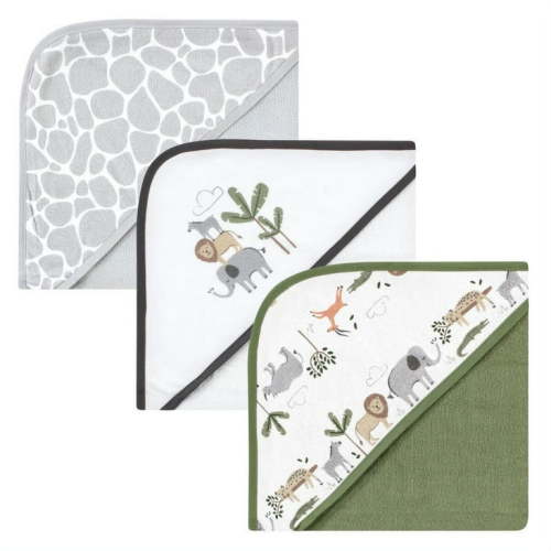 Hudson Baby Unisex Cotton Rich Hooded Towels, Safari Life, One Size