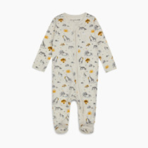 Tiny Kind Printed Zip Up Footie - Safari Family, 6-9 M