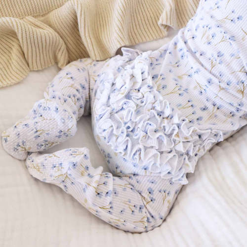 Blake's Blooms Waffle Bamboo Zipper Ruffle Footie