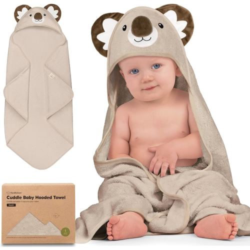 KeaBabies Hooded Baby Towel for Newborn - Viscose Derived from Bamboo Large Baby Bath Towels with Hood for Boys, Girls, Toddler, Extra Absorbent & Soft Newborn Bath Essentials (Koala, Regular)