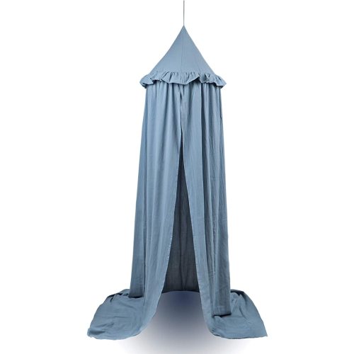 Kids Bed Canopy with Frills Cotton Cover Net for Crib Reading Nook Curtain Hideaway Hanging Round Tent Nursery Bedding Play Room Decor