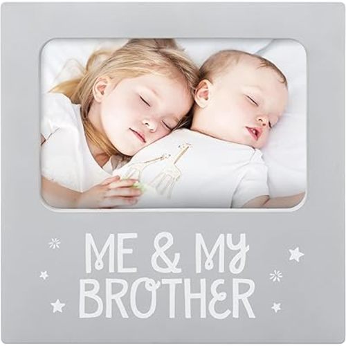 tiny ideas Me and My Brother Picture Frame, Gift Ideas For Siblings, Photo Picture Frame, Sibling Keepsake, Ideal Big Brother Gift, Shower Gift and Gender Neutral Nursery Decor, Gray