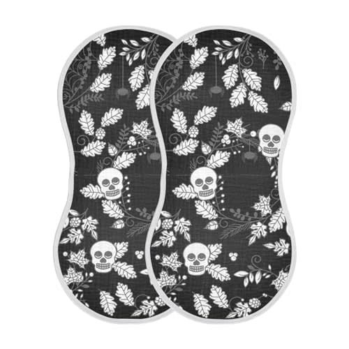 J JOYSAY Spooky Halloween Florals Baby Burp Cloths for Boys Girls Large 22''x11'' Cotton Cloth Baby Essentials Extra Absorbent Soft 4 Layer Newborn Must-Have Essential for Girl Spit Up 2 Pack
