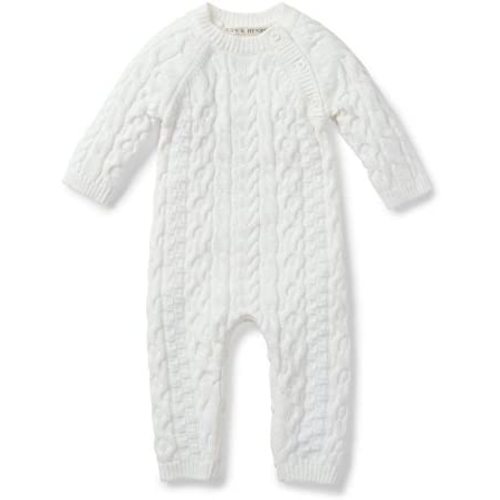 Hope & Henry Layette Baby Cable Knit Sweater Romper