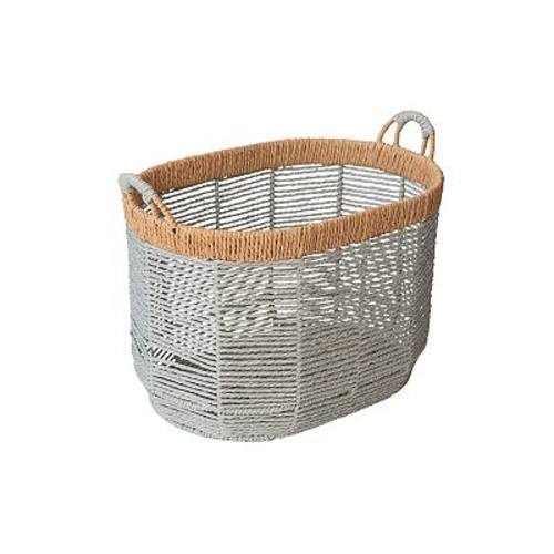 RGI Home Oval Woven Paper Cord Decorative Medium Storage Basket with Handles
