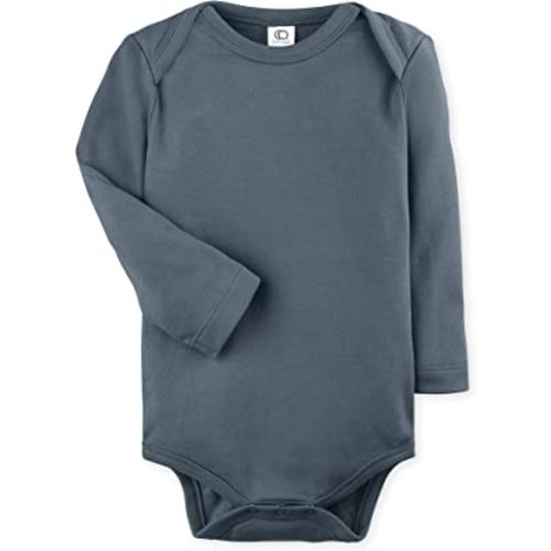 Colored Organics - Organic Cotton Baby Bodysuit - Long Sleeve Infant One Piece - Harbor - 6-12M