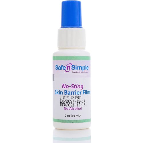 Safe n' Simple No Sting Barrier Film Spray - 2 Oz - Odor-Free Pre Tape Spray - No-Alcohol Skin Prep Spray - No Sting Barrier Spray - Skin Barrier Film - Adult Adhesive Spray for Skin Protectant