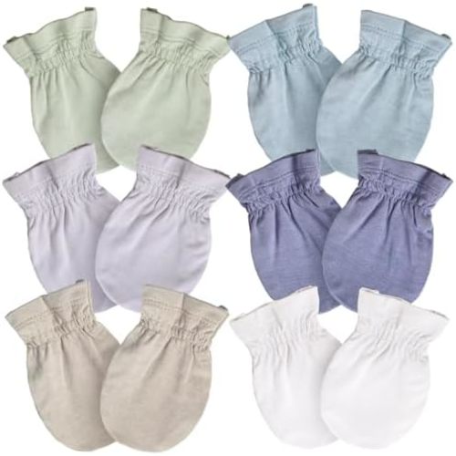 SuperSoft Baby Mittens, Bamboo Viscose Infant Newborn Mittens for Girls Boys No Scratch Gloves 6 Pack