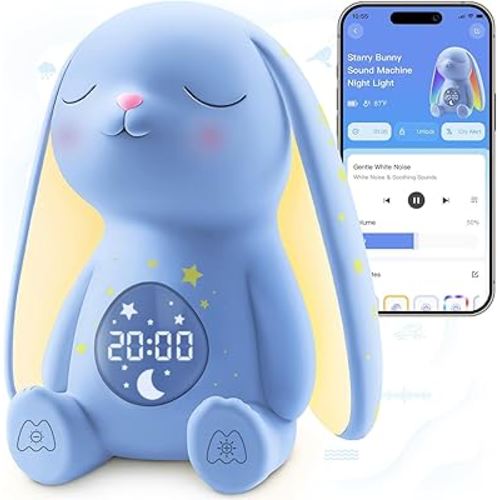 White Noise Sound Machine for Baby with Night Light, Cry Detection,100 Soothing Sounds, App Control, 150% Battery Life, 50% Faster Sleep, Alarm Clock for Kids, Newborn Essentials