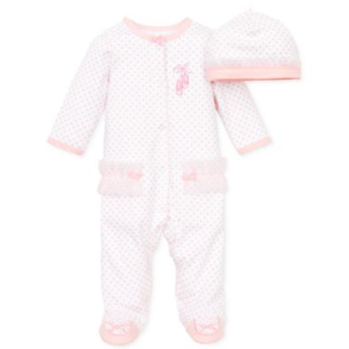 Baby Girls Ballerina Coverall with Matching Hat, 2 Piece Set