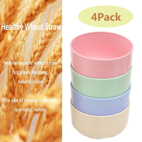 Homaful 4 Pack Cereal Bowls - Unbreakable Wheat straw Bowls For Kitchen-Eco Friendly Durable Lightweight Bowl Set-Microwavable and Dishwasher Safe-For Cereal, Rice, Noodle, Soup Bowls
