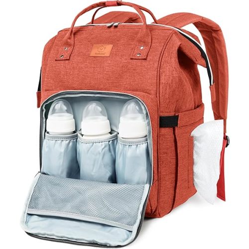 KeaBabies Baby Diaper Bag Backpack (Rustic Red)