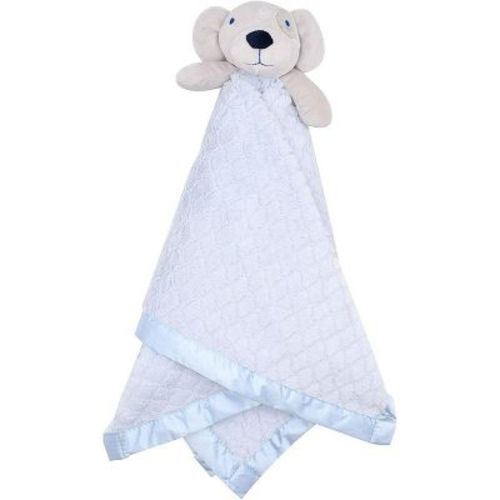 EVERYDAY KIDS Large Lovey Baby Security Blanket Sweet Dog Stuffed Animal on 30” Blue Snuggle Baby Blanket; Fluffy Fleece with Attached Plush Toy