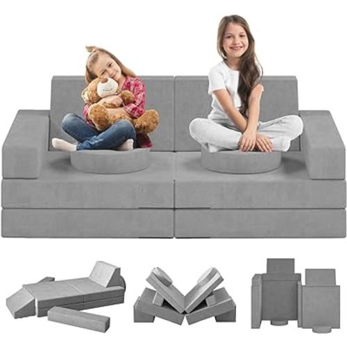 Amazon.com: linor Kids Couch 10Pcs, Kids Modular Couch Sofa for Playroom, Creative Sofa Couch for Imaginative Kids Toddlers Babies, Kids Playroom Furniture (Grey) : Everything Else