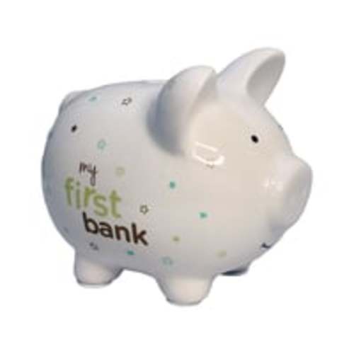 Tiny Ideas "My First Bank" Ceramic Piggy Bank - Stars & Hearts Nursery Decor