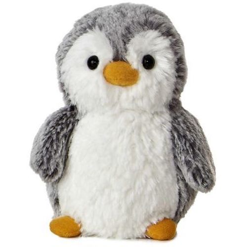 Aurora Small Mini PomPom Penguin Playful Stuffed Animal Gray 6"