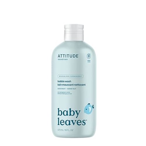 ATTITUDE Bubble Body Wash for Baby, EWG Verified, Dermatologically Tested, Plant and Mineral-Based, Vegan, Sweet Almond, 16 Fl Oz - 16 Fl Oz (Pack of 1)