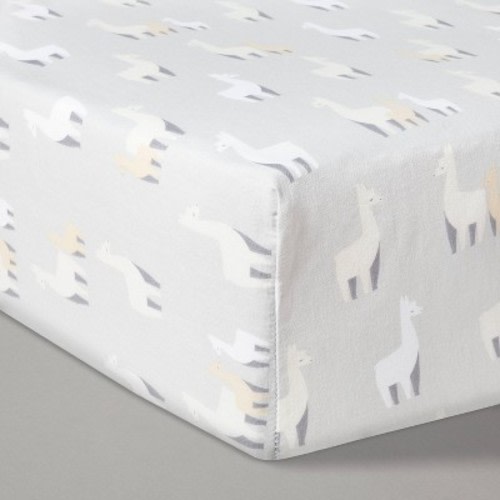 Fitted Crib Sheet Llamas - Cloud Island™ Gray/White