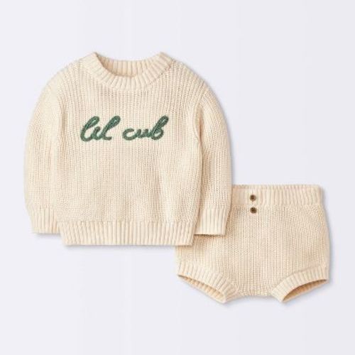 Baby Boys' Ribbed Lil Cub Sweater & Shorts Set - Cloud Island™ Cream 0-3m