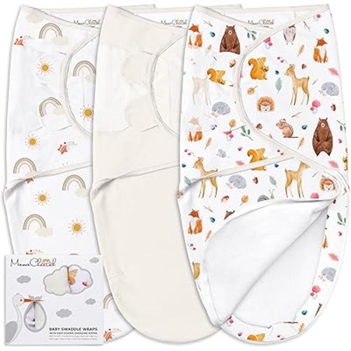 Mama Cheetah Baby Swaddle Blanket with Zipper, Newborn Swaddle Sack, Baby Swaddles Sleep Sack 0-3 Months, Baby Swaddle Wrap with Easy Change Zipper for Baby Boy & Girl, 3-Pack