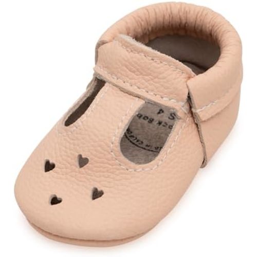 BirdRock Baby Mary Jane Moccasins - Genuine Leather Soft Sole Baby Girl Shoes for Newborns, Infants, Babies, and Toddlers