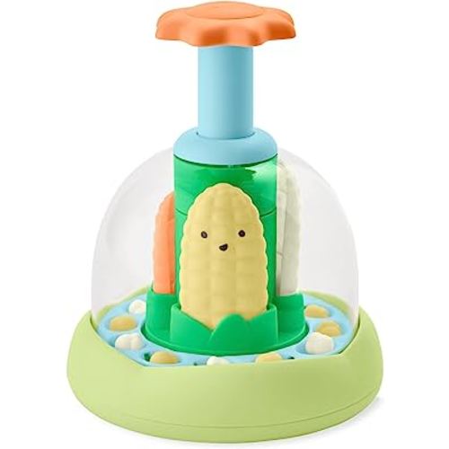 Skip Hop Press & Spin Baby Toy, Farmstand What's Poppin Corn Spinner