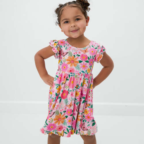 Butterfly Blooms Flutter Twirl Dress with Bodysuit