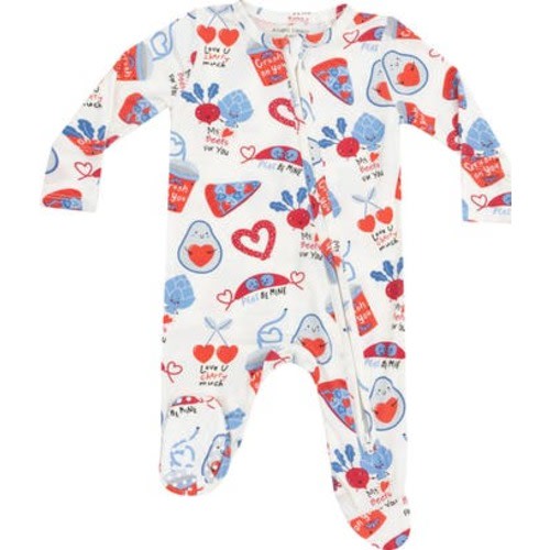 Love You Foodie Print Jersey Footie