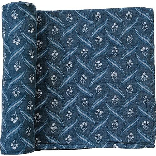 Mebie Baby Navy Berry Muslin Swaddle, Modern and Neutral Swaddle Blanket for Baby Girl or Boy, Soft Baby Blankets, Newborn Swaddle Blanket, 0-3 Month, Comfy Wrap, Baby Essentials & Gifts