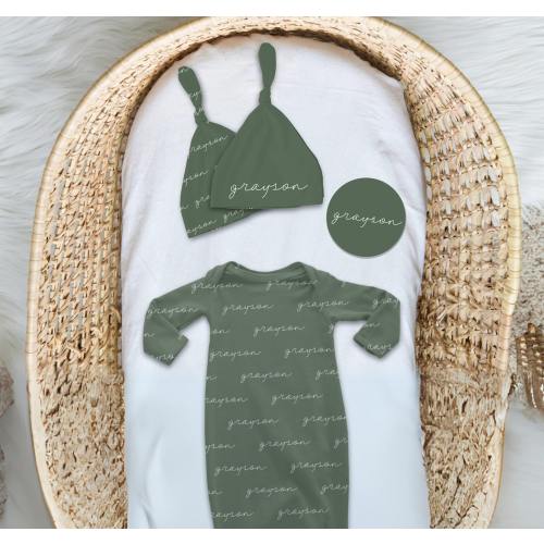 Personalized Newborn Swaddle Set Boy, Custom Swaddle and Hat Set Newborn Outfit
