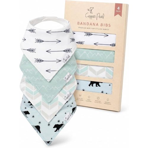 Copper Pearl Baby Bibs 4 Pack, Bandana Drool Bibs for Baby Girl & Boy, Soft Cotton Bibs for Drooling and Teething