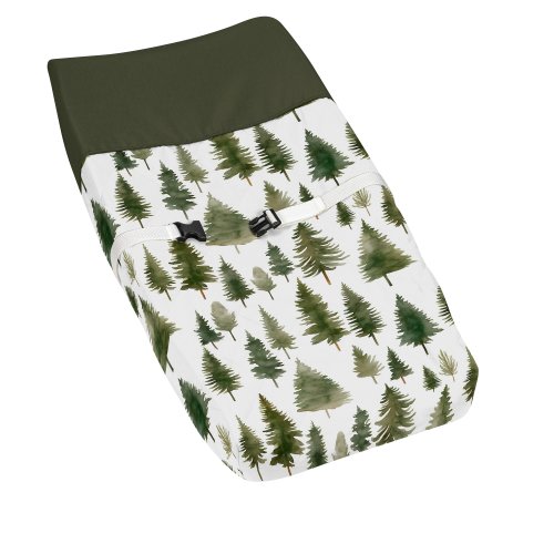 Sweet Jojo Designs Sage Green Woodland Boy Girl Gender Neutral Unisex Changing Pad Cover Forest Nature Pine Tree Watercolor Wood