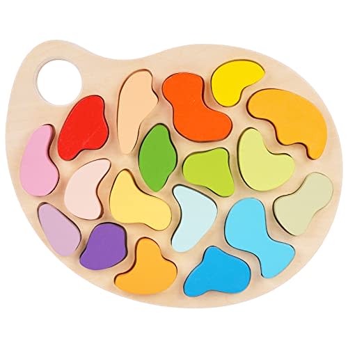 Wooden Color Shape Sorter Puzzle Toy Set - Montessori Toy 18 Colorful Baby Shapes Color Matching Board Sorting Puzzle Palette for Early Preschool Learning Toy, Fine Motor Skills Development