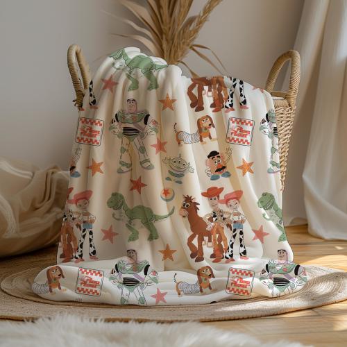 Velveteen Blanket, Toy Story Nursery Decor, Gift for Baby, Plush Throw, Kids Room Decoration, Baby Shower Present