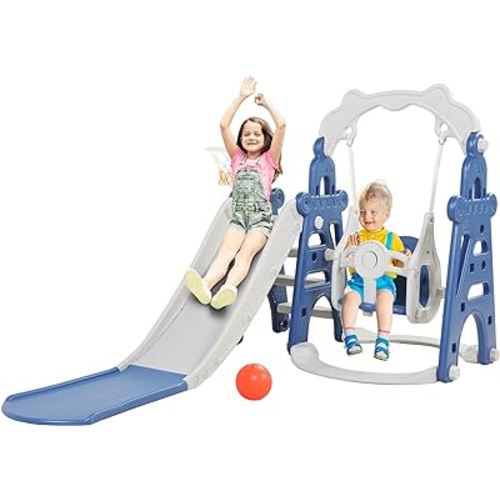 Amazon.com: 3-in-1 Kids Slide for Toddlers Age 1-3 Slide and Swing Set,Indoor Playground for Children,Freestanding Outdoor Slides with Basketball Hoop,Outside Climber Playhouses,Baby Climbing Toys : Industrial & Scientific