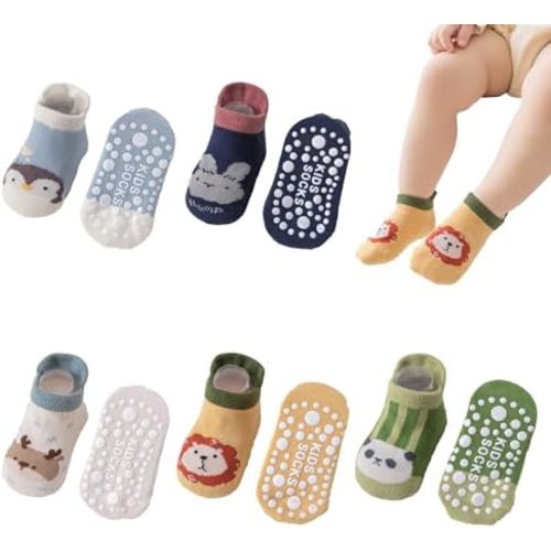 Yeshsore Baby Socks with Grips,Toddler Kids Cartoon Floor Ankle Non Slip Socks 5 Pairs