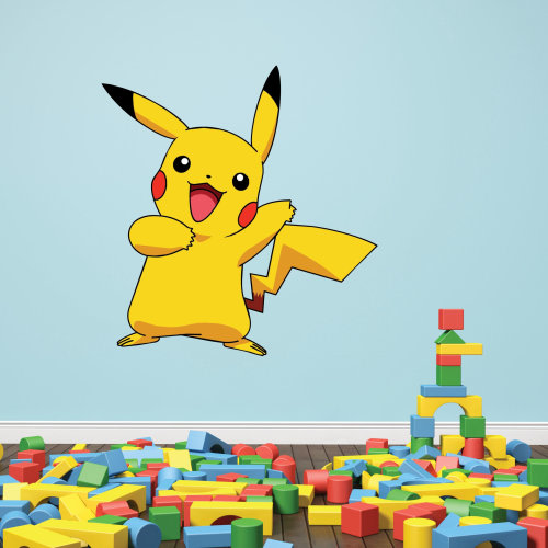 Gaming Pika Wall Decal for Kids Boys Wall Decor Poke Bedroom Video Game Removable Wall Art Vinyl Mural Sticker