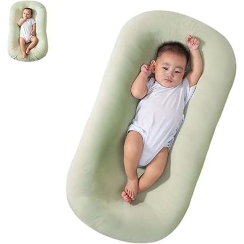 Baby Lounger Soft Organic Cotton Breathable Lounger for Newborn, Baby Lounger for Newborn, Infant Lounger for Baby Rest & Activity (Green)