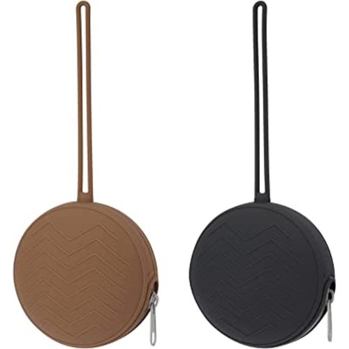 2 Pack Silicone Pacifier Holder Case, BPA Free Newborn Baby Pacifiers Silicone Pouch for Boys & Girls, Portable Silicone Pacifier Container Case (Clay, Dark Grey)